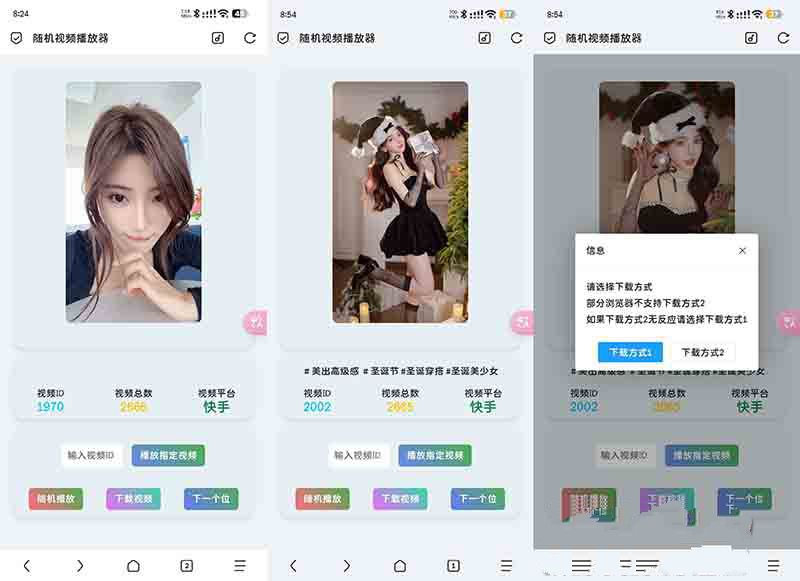 随机视频播放器 HTML 源码 - 内置 2K+ 视频接口每日更新
