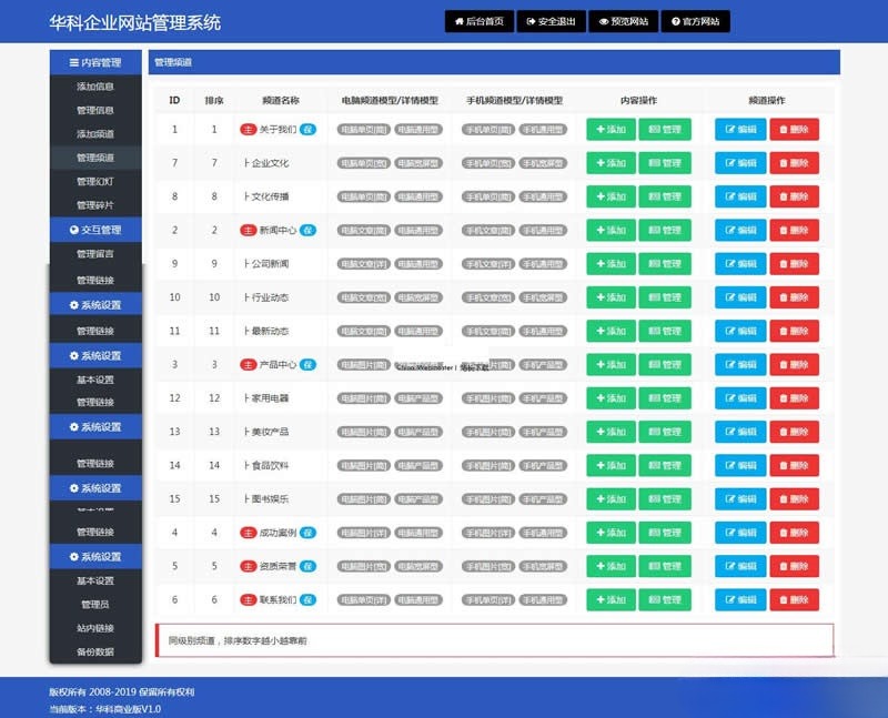 华科CMS v5.6 企业官网内容管理系统 ASP智能建站方案