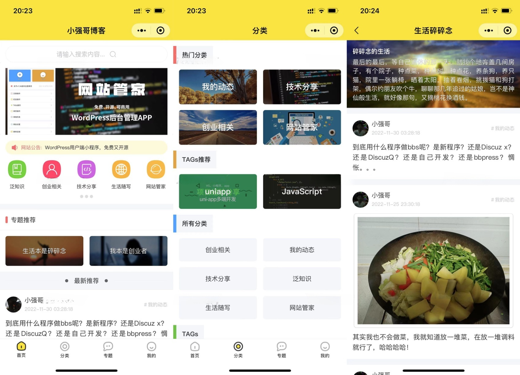 Uniapp开发的WordPress管家小程序源码 多端部署方案