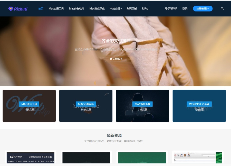 Rizhuti 日主题 WordPress 资源下载站模板