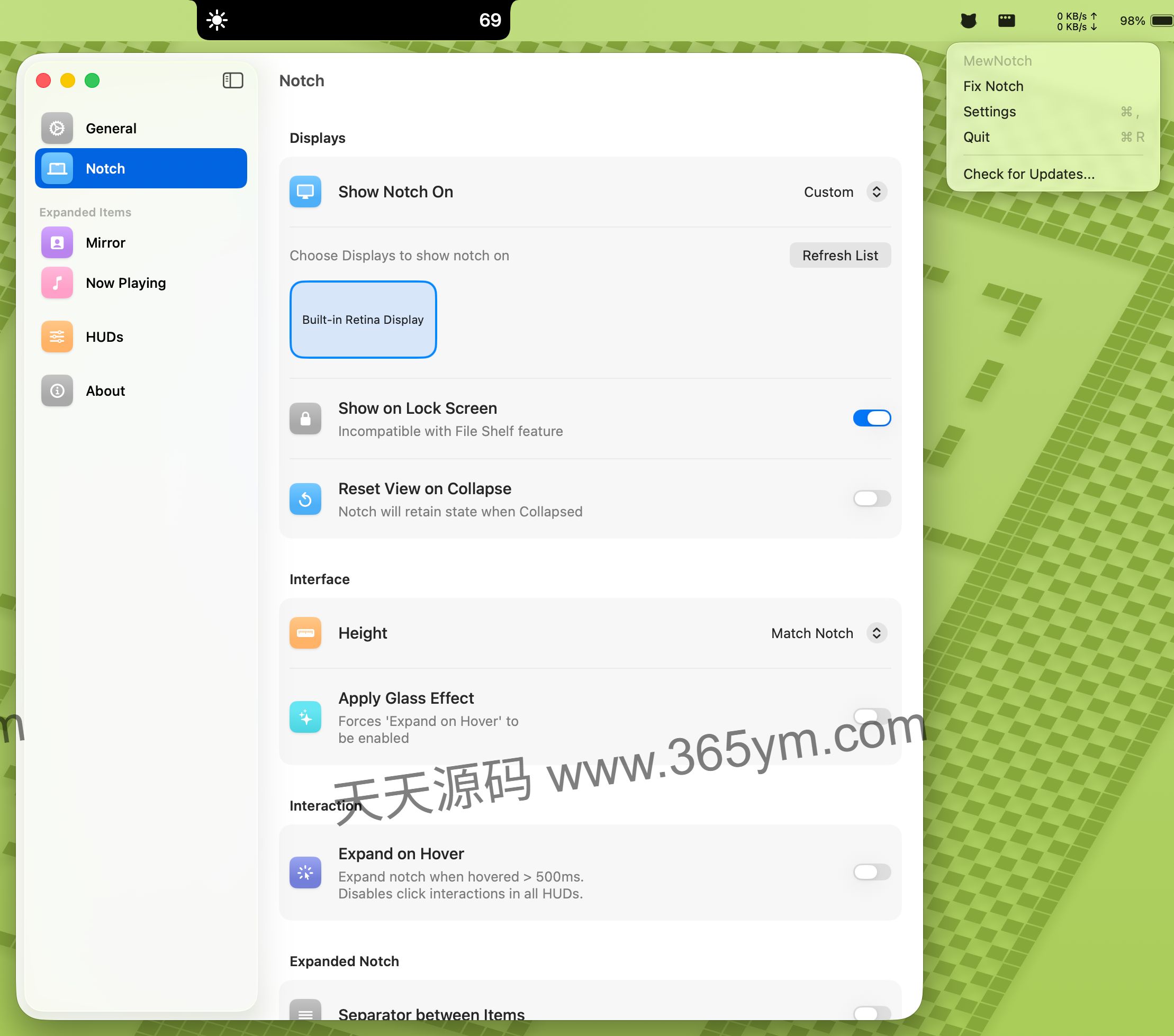 SwiftUI 开发的 Mac 刘海屏自定义信息面板工具