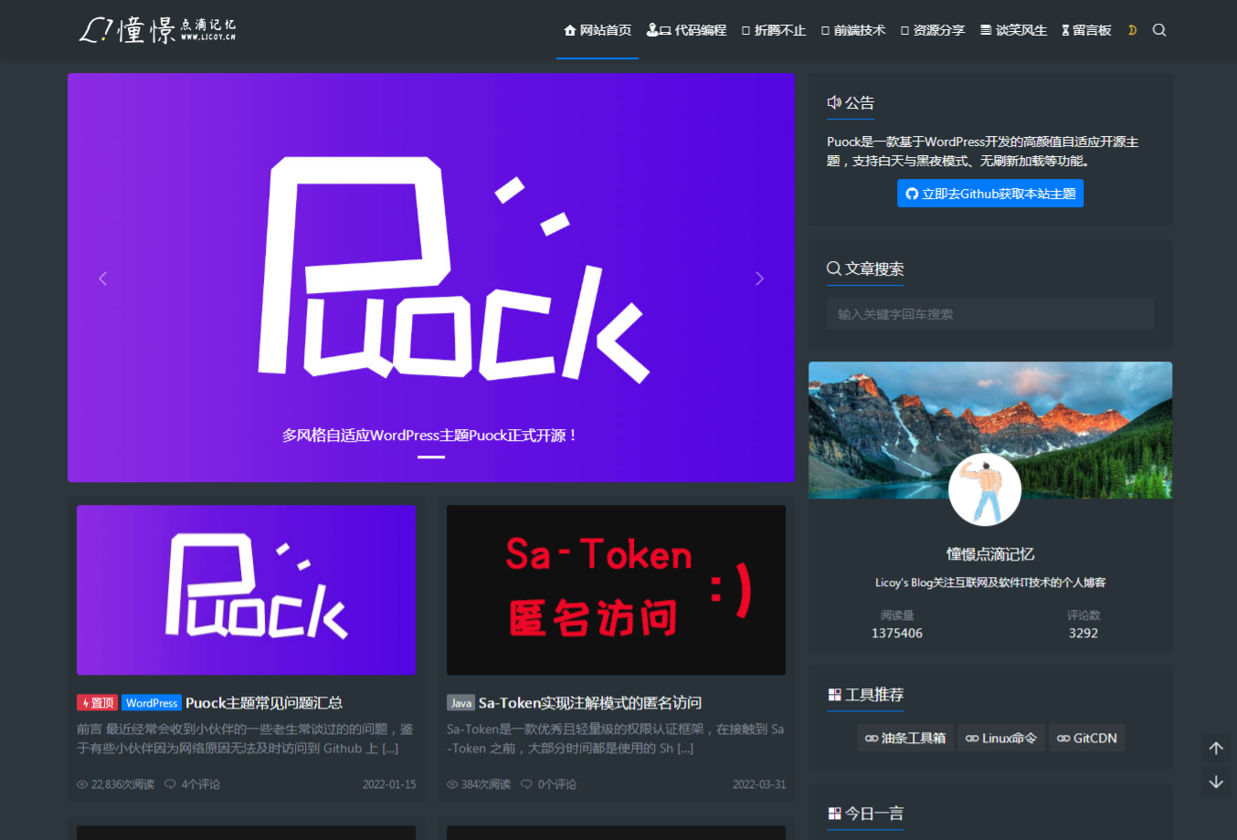 WordPress自适应主题：白天黑夜切换与三种首页布局